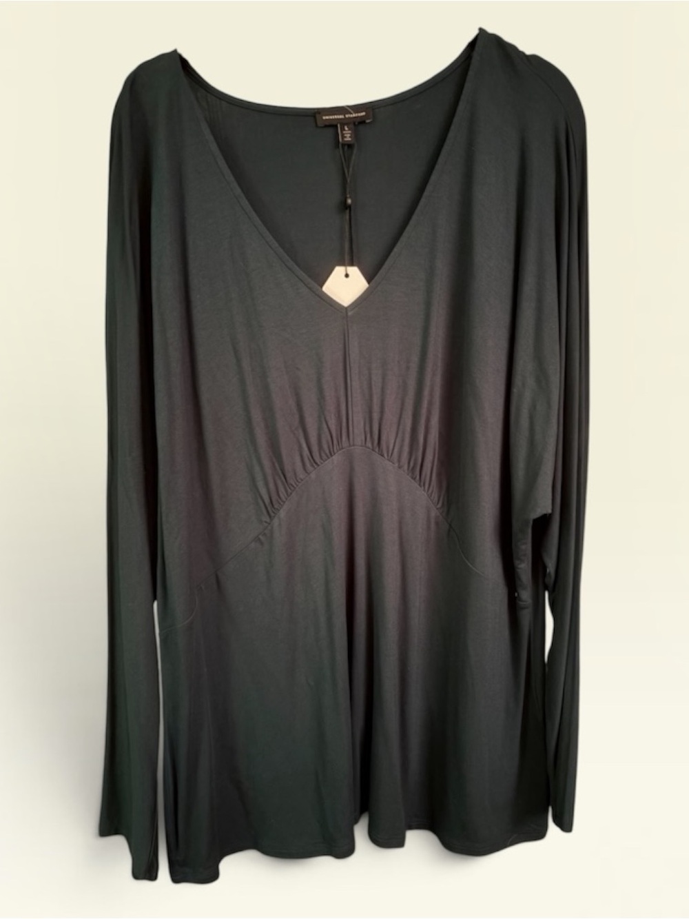 Universal Standard Dark Teal/ Mallard Long-Sleeve V-Neck Top NWT